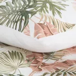 Pościel satynowa 220x200 SPRING 29 biała zielona z wzorem egzotycznych liści z kolekcji Classic - 7