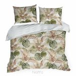 Pościel satynowa 220x200 SPRING 29 biała zielona z wzorem egzotycznych liści z kolekcji Classic - 2