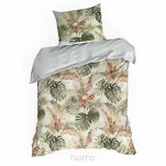 Pościel satynowa 220x200 SPRING 29 biała zielona z wzorem egzotycznych liści z kolekcji Classic - 5