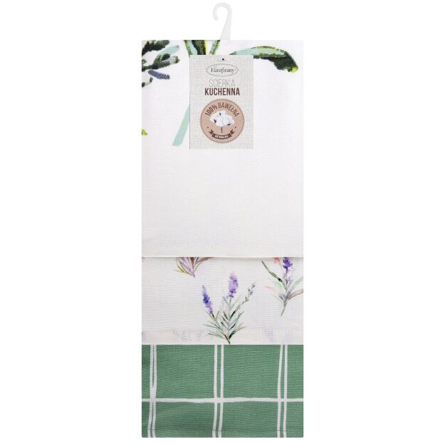 Komplet ścierek kuchennych 3x50x75 LAVENDER fioletowe w różne wzory z bawełny