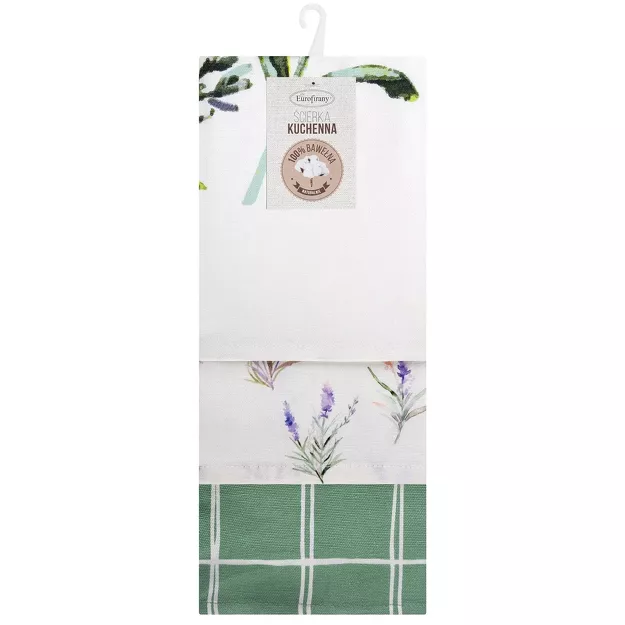 Komplet ścierek kuchennych 3x50x75 LAVENDER fioletowe w różne wzory z bawełny