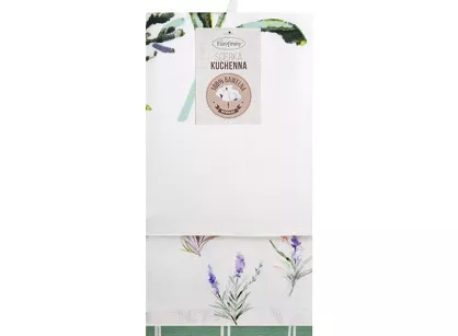Komplet ścierek kuchennych 3x50x75 LAVENDER fioletowe w różne wzory z bawełny