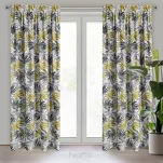 Zasłona na taśmie 140x270 ELINA biała z mikrofibry z nadrukiem musztardowych liści Design 91 - 6