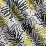 Zasłona na taśmie 140x270 ELINA biała z mikrofibry z nadrukiem musztardowych liści Design 91 - 8