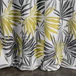 Zasłona na taśmie 140x270 ELINA biała z mikrofibry z nadrukiem musztardowych liści Design 91 - 9