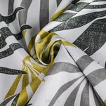 Zasłona na taśmie 140x270 ELINA biała z mikrofibry z nadrukiem musztardowych liści Design 91 - 10