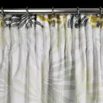 Zasłona na taśmie 140x270 ELINA biała z mikrofibry z nadrukiem musztardowych liści Design 91 - 12