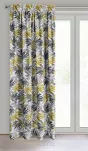 Zasłona na taśmie 140x270 ELINA biała z mikrofibry z nadrukiem musztardowych liści Design 91 - 7