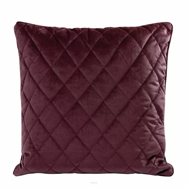 Poszewka welwetowa 45x45 VELVET 27D bordowa pikowana w romby z ozdobną wypustką na brzegach