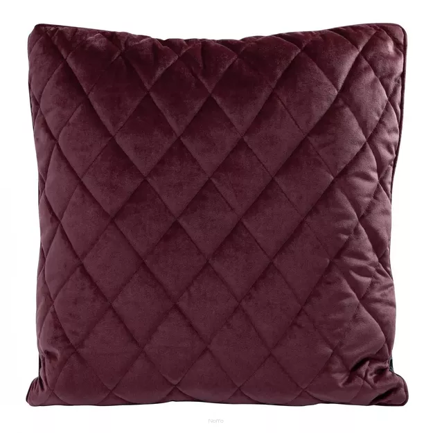 Poszewka welwetowa 45x45 VELVET 27D bordowa pikowana w romby z ozdobną wypustką na brzegach