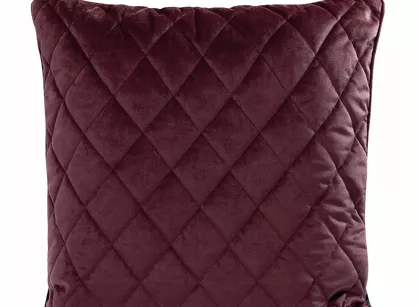 Poszewka welwetowa 45x45 VELVET 27D bordowa pikowana w romby z ozdobną wypustką na brzegach