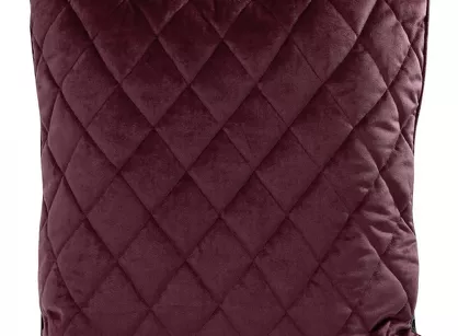 Poszewka welwetowa 45x45 VELVET 27D bordowa pikowana w romby z ozdobną wypustką na brzegach