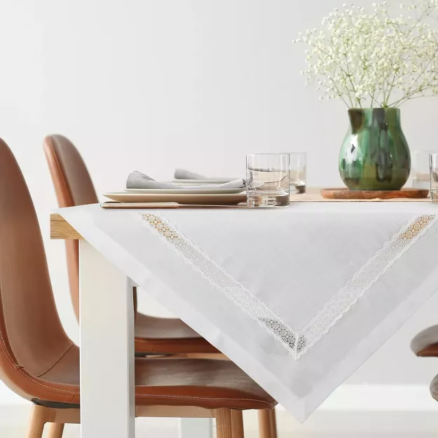 Nakładka elegancka 85x85 VANESA złamana biel zdobiona ażurową koronką Diva Line