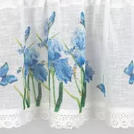 Zazdrostka gotowa w tunelu 150x30 ALA biała z etaminy z wzorem niebieskich kwiatów i bawełnianą koronką - 6