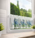 Zazdrostka gotowa w tunelu 150x30 ALA biała z etaminy z wzorem niebieskich kwiatów i bawełnianą koronką - 10