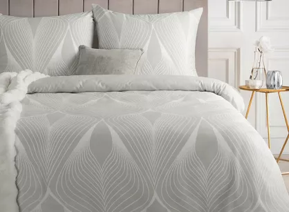 Pościel satynowa 220x200 SPRING 88 jasny szary z motywem geometrycznym z kolekcji Classic