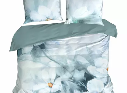 Pościel z makosatyny 160x200 BLOOM Eva Minge miętowa kremowa designerski wzór Premium