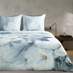 Pościel z makosatyny 160x200 BLOOM Eva Minge miętowa kremowa designerski wzór Premium