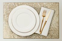 Podkładka dekoracyjna 30x45 MELANIE srebrna prostokątna z ażurowym wzorem listków - 3