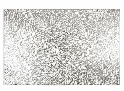 Podkładka dekoracyjna 30x45 MELANIE srebrna prostokątna z ażurowym wzorem listków