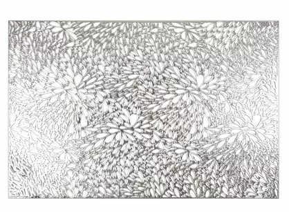 Podkładka dekoracyjna 30x45 MELANIE srebrna prostokątna z ażurowym wzorem listków