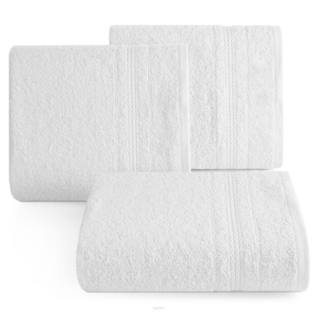 Ręcznik 50x90 ELMA biały z delikatną żakardową bordiurą w tonacji ręcznika