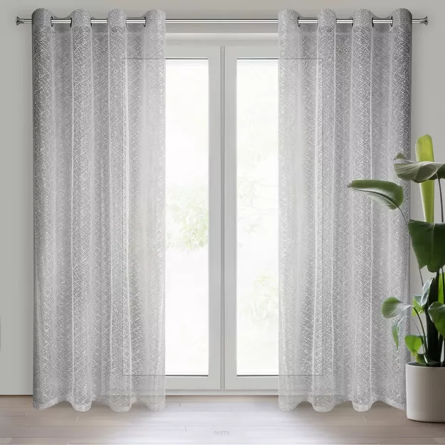 Firana na przelotkach 140x250 AMANDA srebrna z pajęczej siateczki