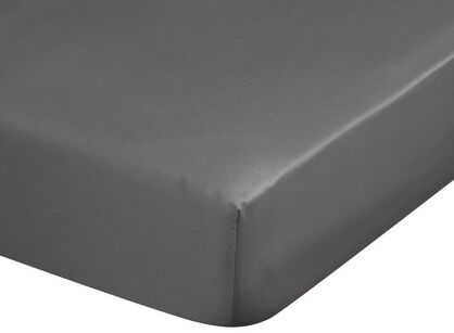 Prześcieradło z satyny bawełnianej z gumką DINA stalowe 220x200 z kolekcji Diva Line