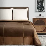 Koc bawełniano akrylowy 220x240 ELEGANT 2 Eva Minge kremowy brązowy wzór geometryczny dwustronny - 5