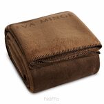 Koc bawełniano akrylowy 220x240 ELEGANT 2 Eva Minge kremowy brązowy wzór geometryczny dwustronny - 3