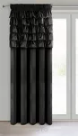Zasłona na taśmie 140x270 AURA welwetowa czarna jednokolorowa zdobiona w górnej części falbanami - 4