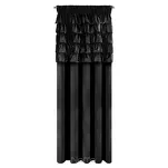 Zasłona na taśmie 140x270 AURA welwetowa czarna jednokolorowa zdobiona w górnej części falbanami - 5