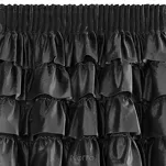 Zasłona na taśmie 140x270 AURA welwetowa czarna jednokolorowa zdobiona w górnej części falbanami - 3