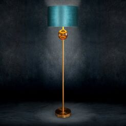Lampa stojąca 46x165 MUSA turkusowa z welwetowym abażurem Limited Collection