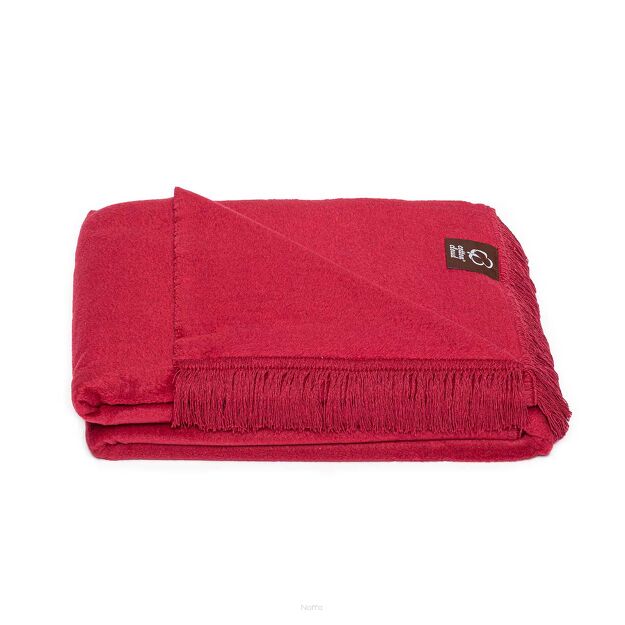 Koc bawełniany 150x200 0293-12 kirche bordowy gładki z frędzlami