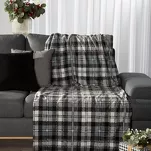 Koc świąteczny 150x200 SANTA biały w stalową kratę - 4