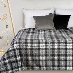 Koc świąteczny 150x200 SANTA biały w stalową kratę