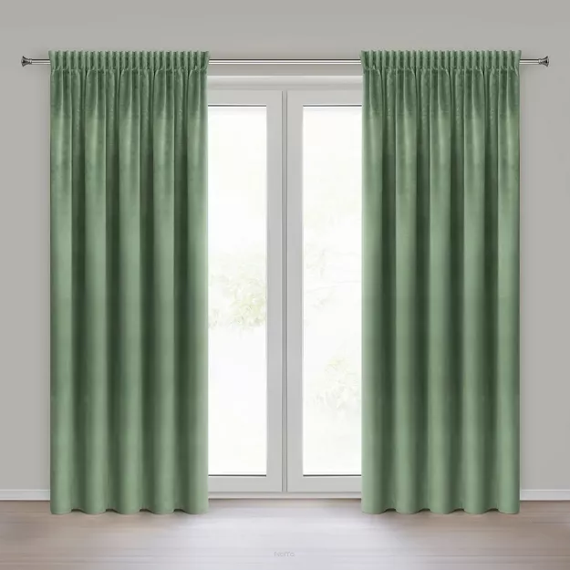 Zasłona na taśmie 140x270 ROSA welwetowa ciemna mięta Design 91