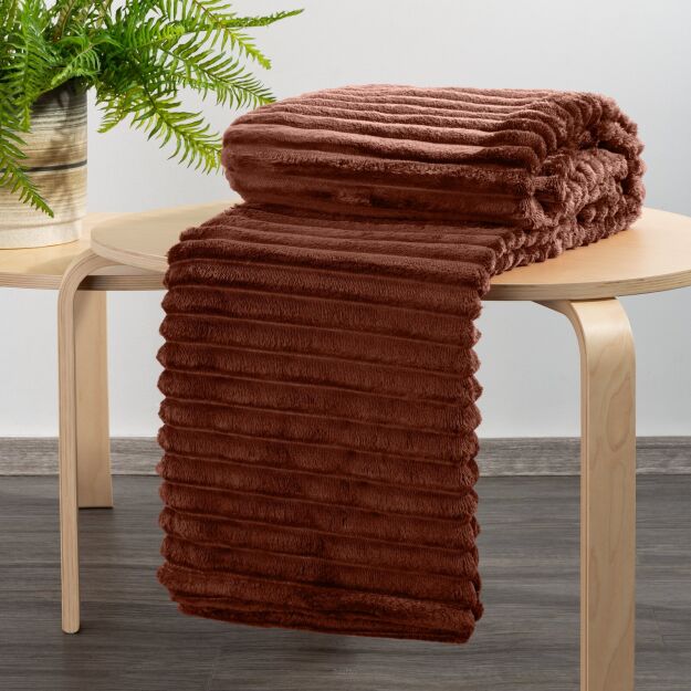 Koc 150x200 SOFT ceglany puszysty typu flano z wytłaczanym wzorem Design 91