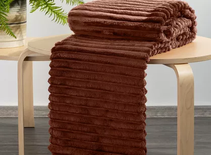 Koc 150x200 SOFT ceglany puszysty typu flano z wytłaczanym wzorem Design 91