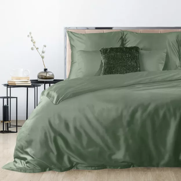 Pościel satynowa 180x200 NOVA 3 jednokolorowa gładka szałwiowa