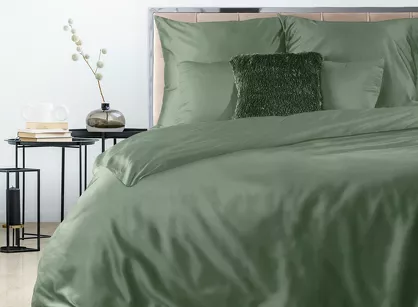 Pościel satynowa 180x200 NOVA 3 jednokolorowa gładka szałwiowa