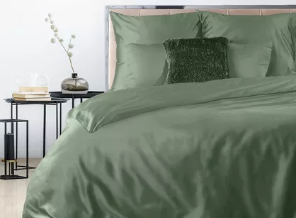 Pościel satynowa 180x200 NOVA 3 jednokolorowa gładka szałwiowa