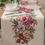 Bieżnik gobelinowy 40x100 GRIA naturalny różowy z nadrukiem kwiatów piwonii - 8