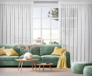 Firana na taśmie 300x250 KELLY biała o strukturze delikatnego deszczyku z błyszczącą srebrną nicią - 14