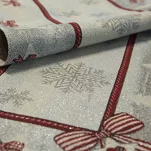 Nakładka świąteczna 100x100 4067 gobelinowa popielata z czerwonymi kokardkami i połyskującą srebrną nicią - 5