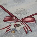 Nakładka świąteczna 100x100 4067 gobelinowa popielata z czerwonymi kokardkami i połyskującą srebrną nicią - 3