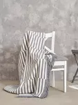 Koc bawełniany 150x200 2147-2 stalowy plażowe paseczki z frędzlami - 5