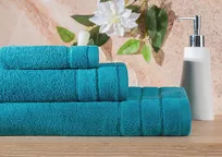 Ręcznik bawełniany 70x140 DAMLA jasny turkus gładki z subtelną bordiurą 500 g/m2 - 5