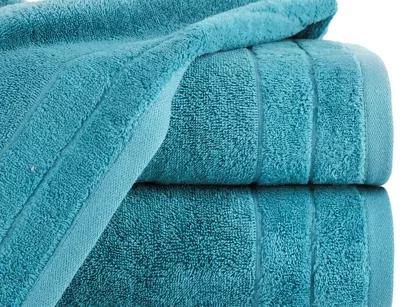 Ręcznik bawełniany 70x140 DAMLA jasny turkus gładki z subtelną bordiurą